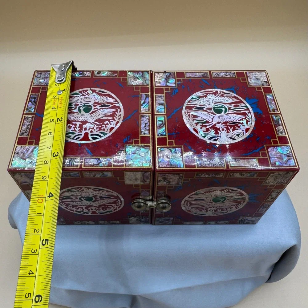 Vintage Korean Najeonchilgi Style Jewelry Box 4 Drawers Phoenix Mother of Pearl